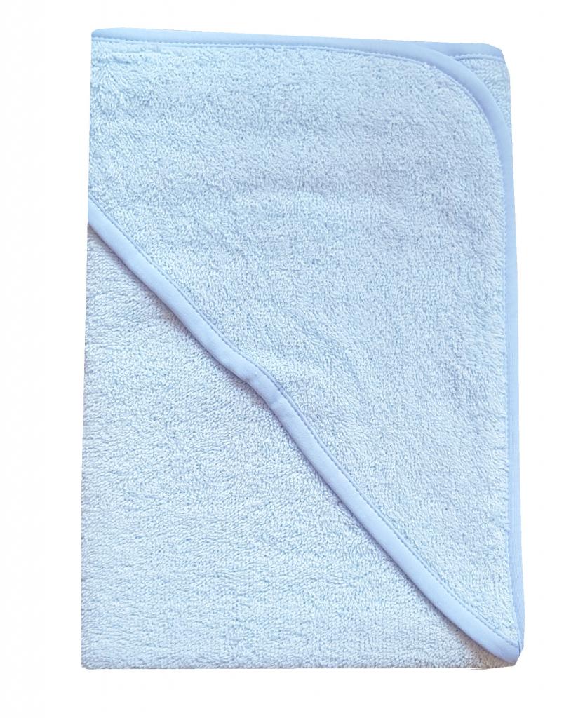 A soft blue absorbent blue hooded baby bath towel