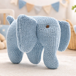 Knitted blue elephant toy