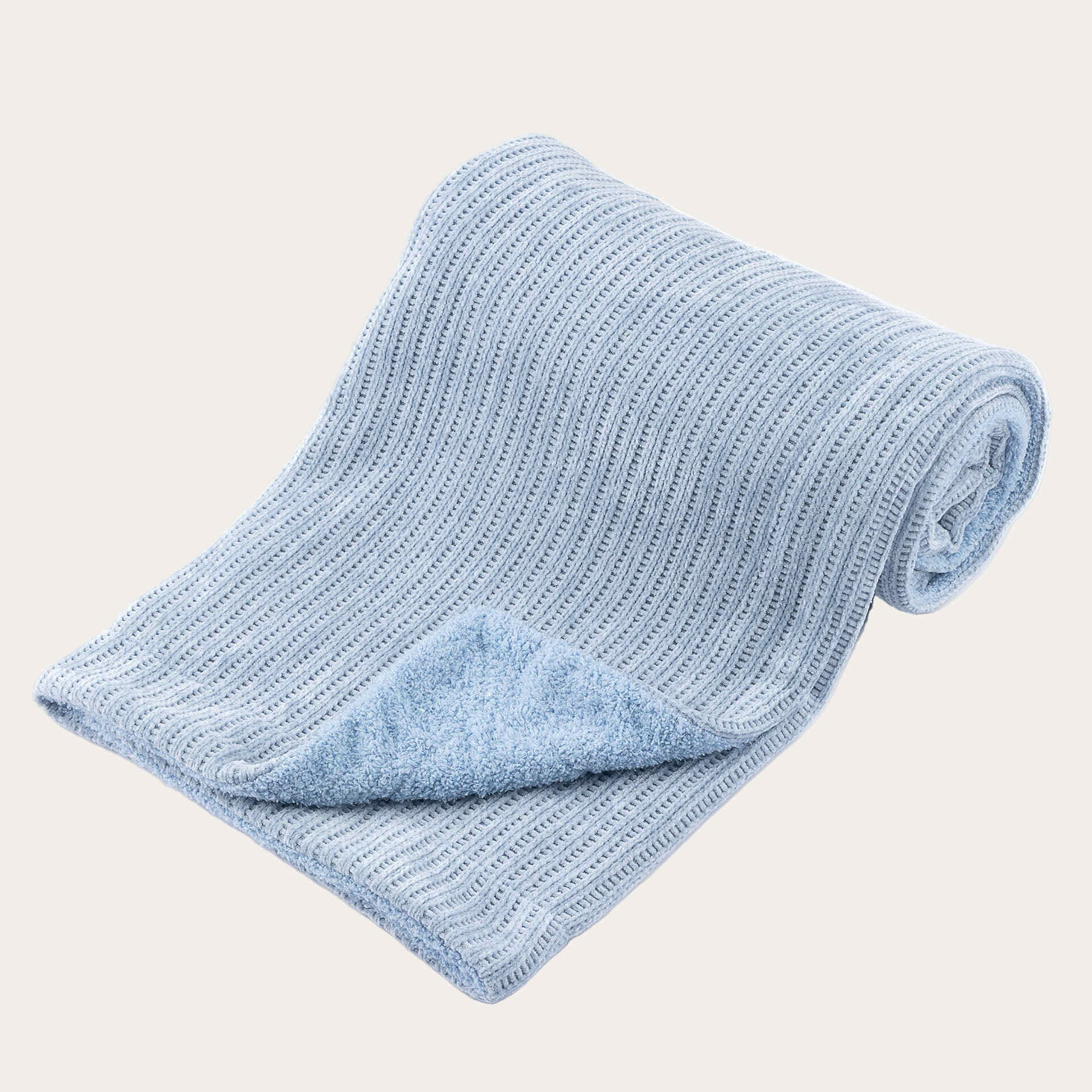 Sherpa backed blue cellular blanket