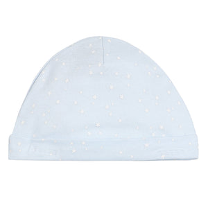 Blue star-print newborn hat with turn-up