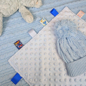 Soft Blue Taggie Comforter Blanket With Ribbons Baby Comforter.