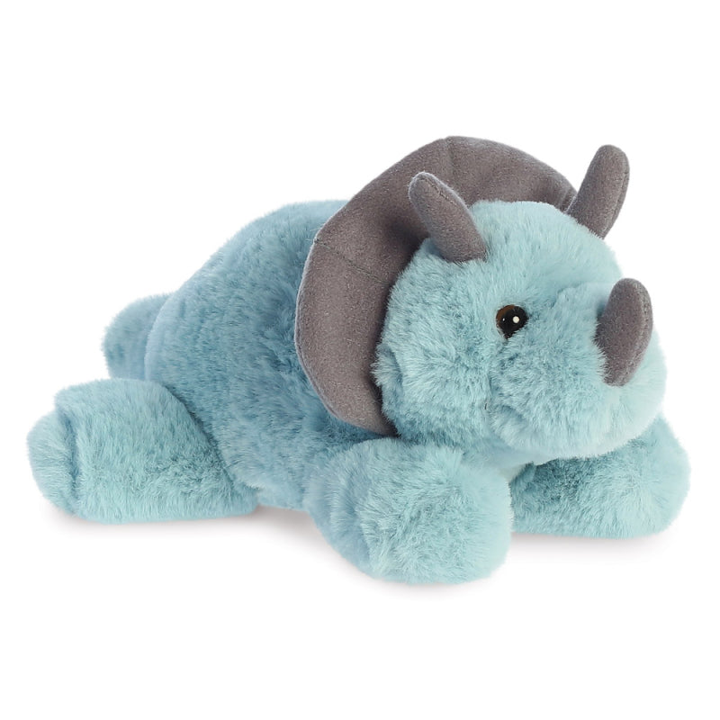 Soft blue 20cm triceratops made from eco friendly materials