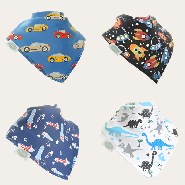 Bandana Bib 4pc 'Boisterous' Set Bandana Bib.