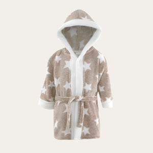 Brown 'Star' Hooded Dressing Gown Bath Robe With Pom Pom Trim Dressing Gown.