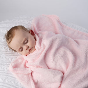 Soft Pink Baby Blanket – Bunny Embossed Design
