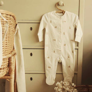 Unisex organic baby clothing long sleeve bunny sleepsuit