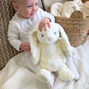 Personalised Huggable Dewey Bunny White Soft Toy (32cm) Cuddly Toys.