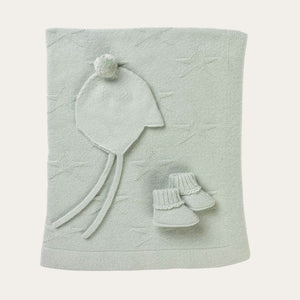 Beautiful Cashmere Duck Egg 3 Piece Baby Set - Blanket, Booties and Hat Baby Blanket, Hat & Booties Gift Set.