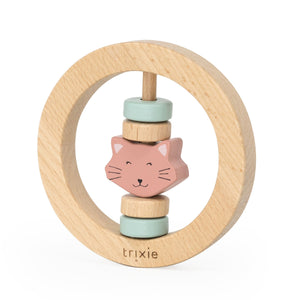 Round Wooden cat Rattle Toy for babies, made from 100% FSC® certified beech.