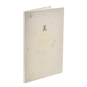 Ivory Baby Certificate Holder – teddy embellishment and stars