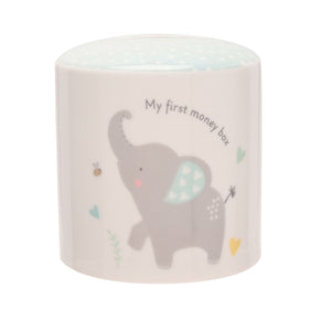 Children's money box with elephant design and text 'My first money box'