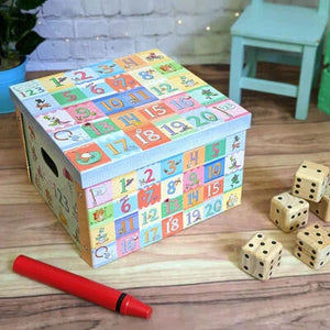 Collapsible storage box with colourful number print