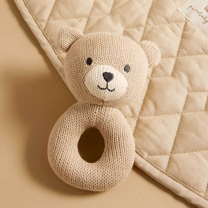 Cotton knit bear rattle for newborn babies