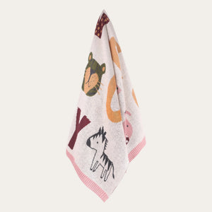 Cream Organic Cotton Alphabet Baby Blanket flatlay view