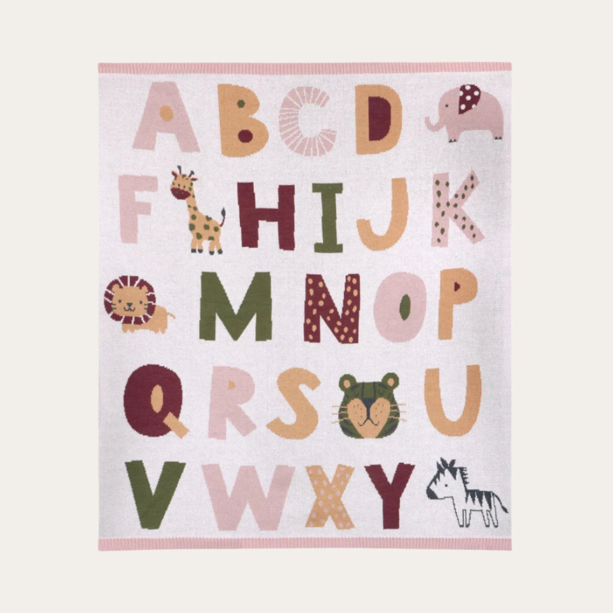 Cream Organic Cotton Alphabet Baby Blanket – knitted baby blanket