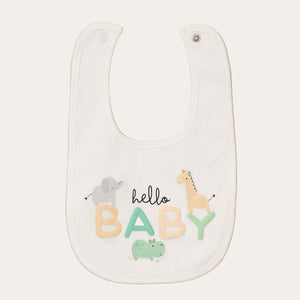 Neutral baby bib and outfit gift set