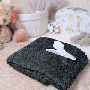 Soft Waffle Baby Blanket Wrap - Dark Green Baby Blanket.