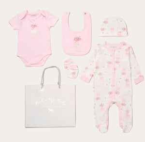 Deer Baby Girl Clothing Gift Set - 5 Piece White Pink