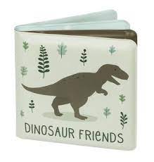 A soft colourful waterproof bath books with large colourful pictures of dinosaurs