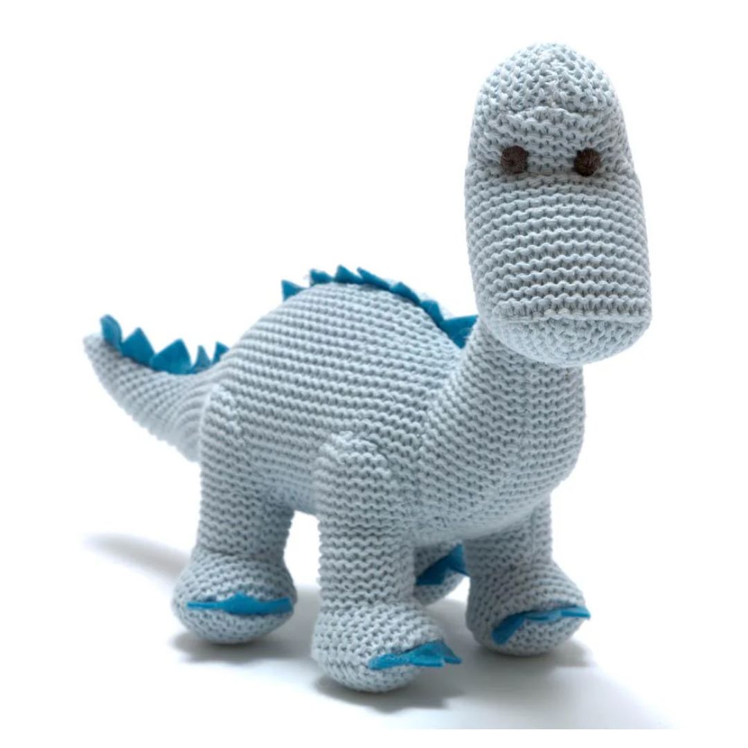 blue knit organic dinosaur