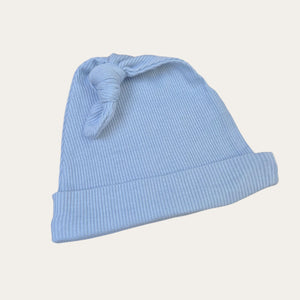 Baby Boy Dusty Blue Eco-Friendly Knot Hat - 100% Cotton Baby Hat.