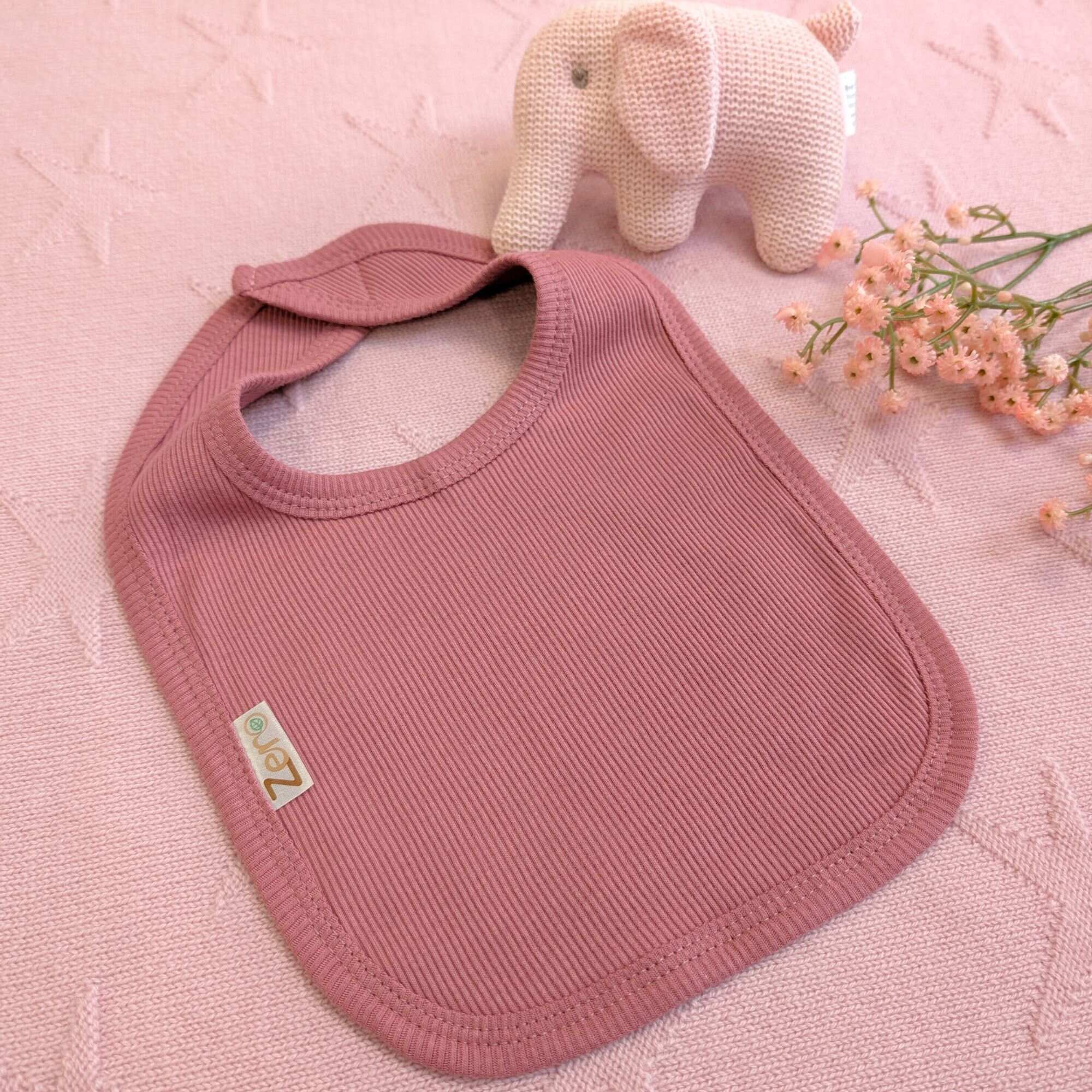 Baby Girl Dusky Pink Eco Friendly Bib (matching hat available) Bandana Bib.