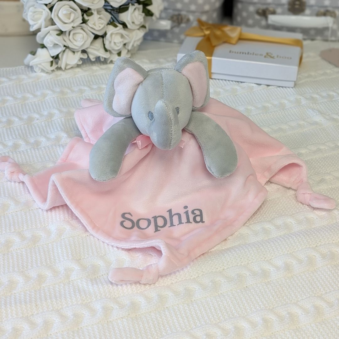 Comforter Pink Elephant with Textured Knots Baby Comforter