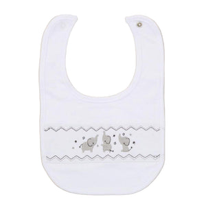 Embroidered elephant bib from baby gift set