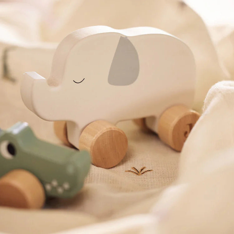 Wooden Elephant on Wheels Safari Theme Wooden Toy.