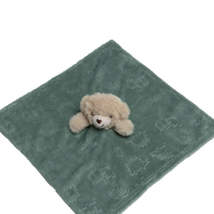 Soft Sage Baby Comforter – Bear Head and Embossed Texture