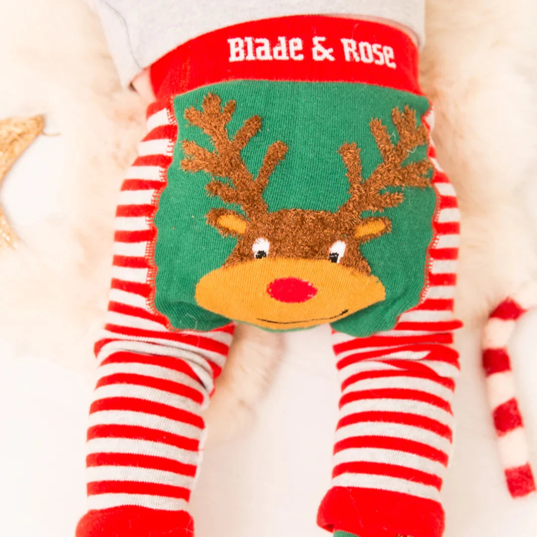 Festive Reindeer Baby Leggings – Red and Green