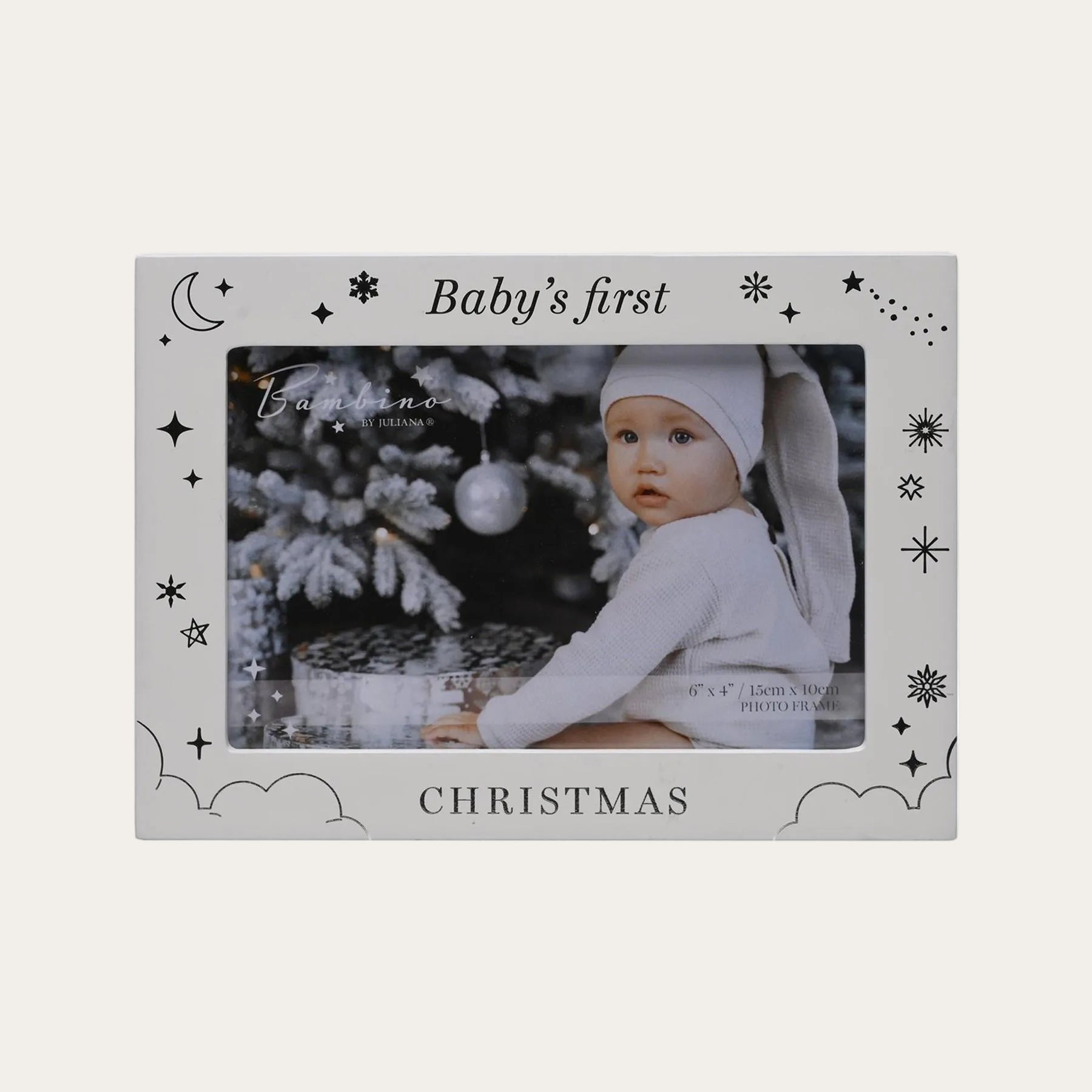 Baby's first christmas white photo frame