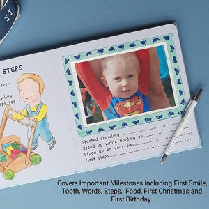 First tooth page with photo insert space for baby boy