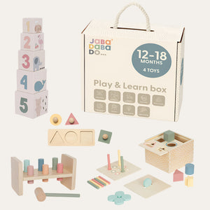 Play and Learn Box 12-18 Months - Five Educational Toy Set for Toddlers Wooden Toy.