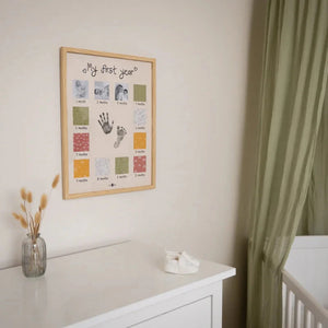 My First Year Milestones Photo and Footprint Keepsake Photo Frame.