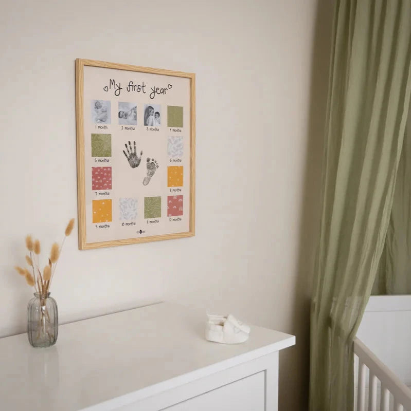 My First Year Milestones Photo and Footprint Keepsake Photo Frame.