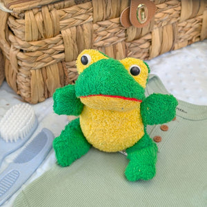 green frog sponge bath toy