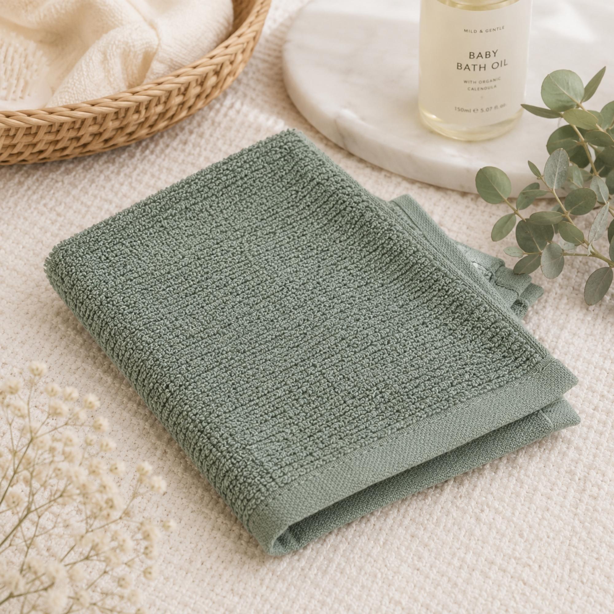 Sage Green Baby Waffle Face Cloth 100% Cotton | Reversible & Gentle | 30x30cm Baby Bath & Body.