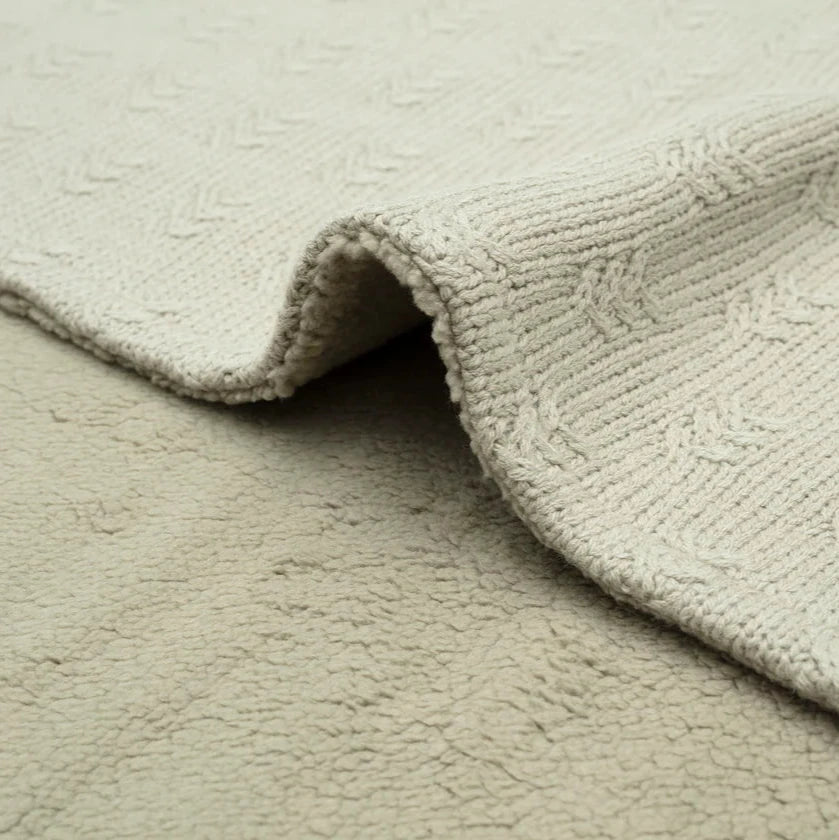 Baby Blanket Knit Olive Green/Velvet with Grain Pattern (150cm X 100cm) Baby Blanket.
