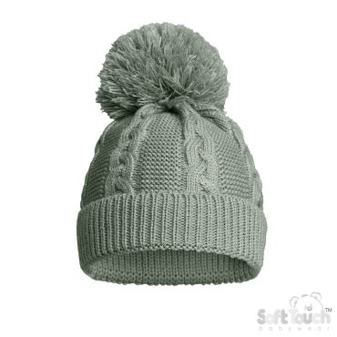 Recycled Cable Knit Hat NB-12m - Sage Green Baby Clothing