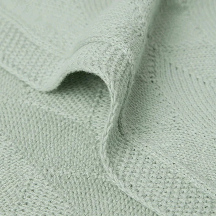 Organic Cotton Baby Knit Blanket - Sea Foam Baby Blanket.