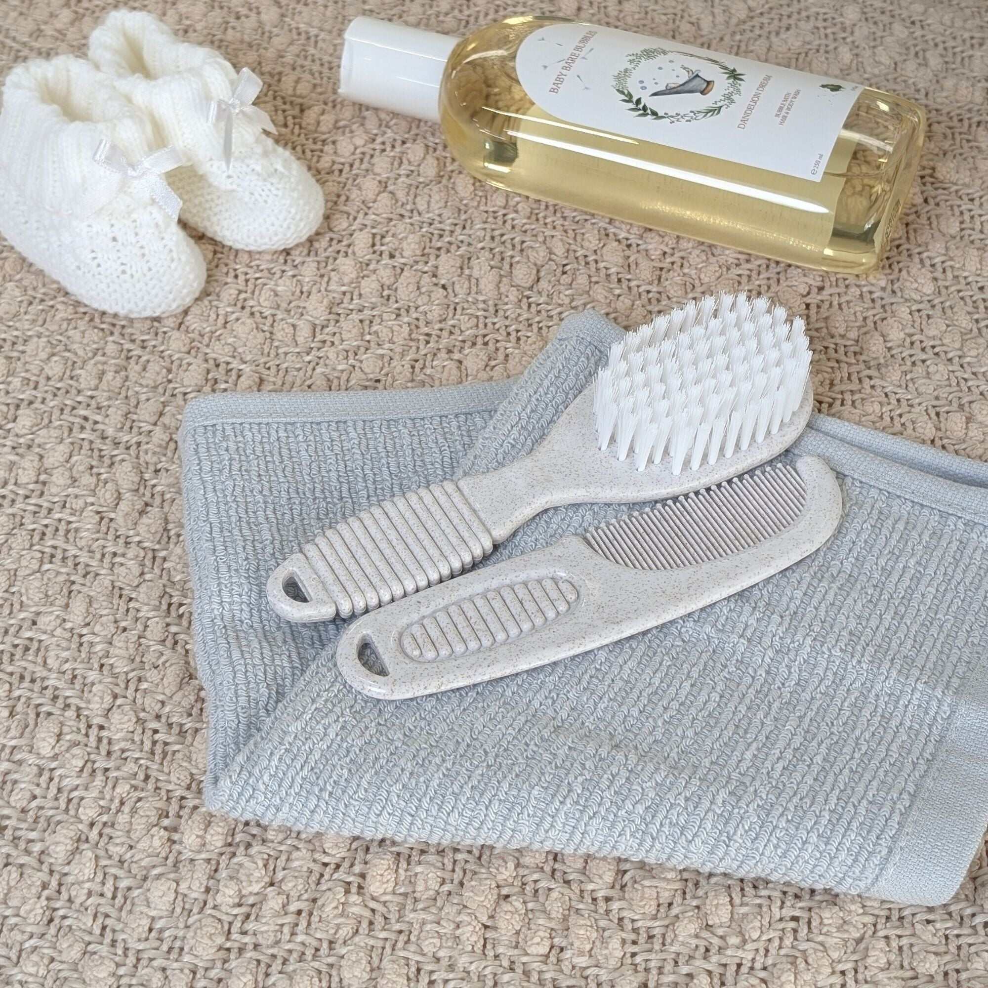 Grey Baby Waffle Face Cloth 100% Cotton | Reversible & Gentle | 30x30cm Baby Bath & Body.