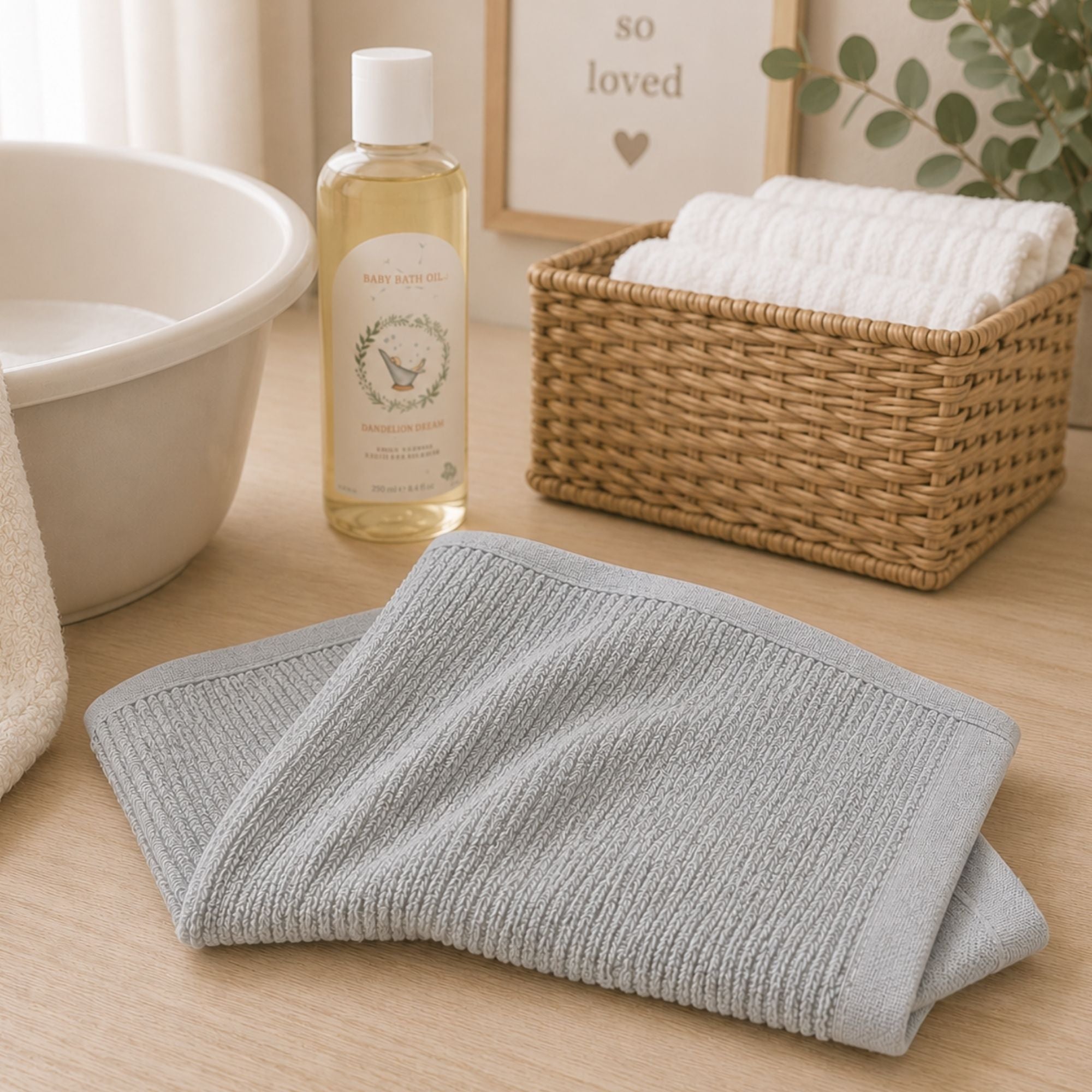 Grey Baby Waffle Face Cloth 100% Cotton | Reversible & Gentle | 30x30cm Baby Bath & Body.