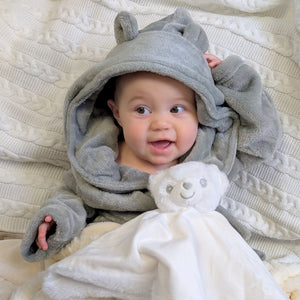 Grey Baby Dressing Gown with Cute Ears Dressing Gown.