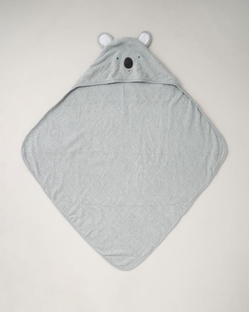 Grey koala hooded baby towel