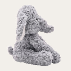 Grey elephant plush toy in sitting pose – ideal for newborns and toddlers