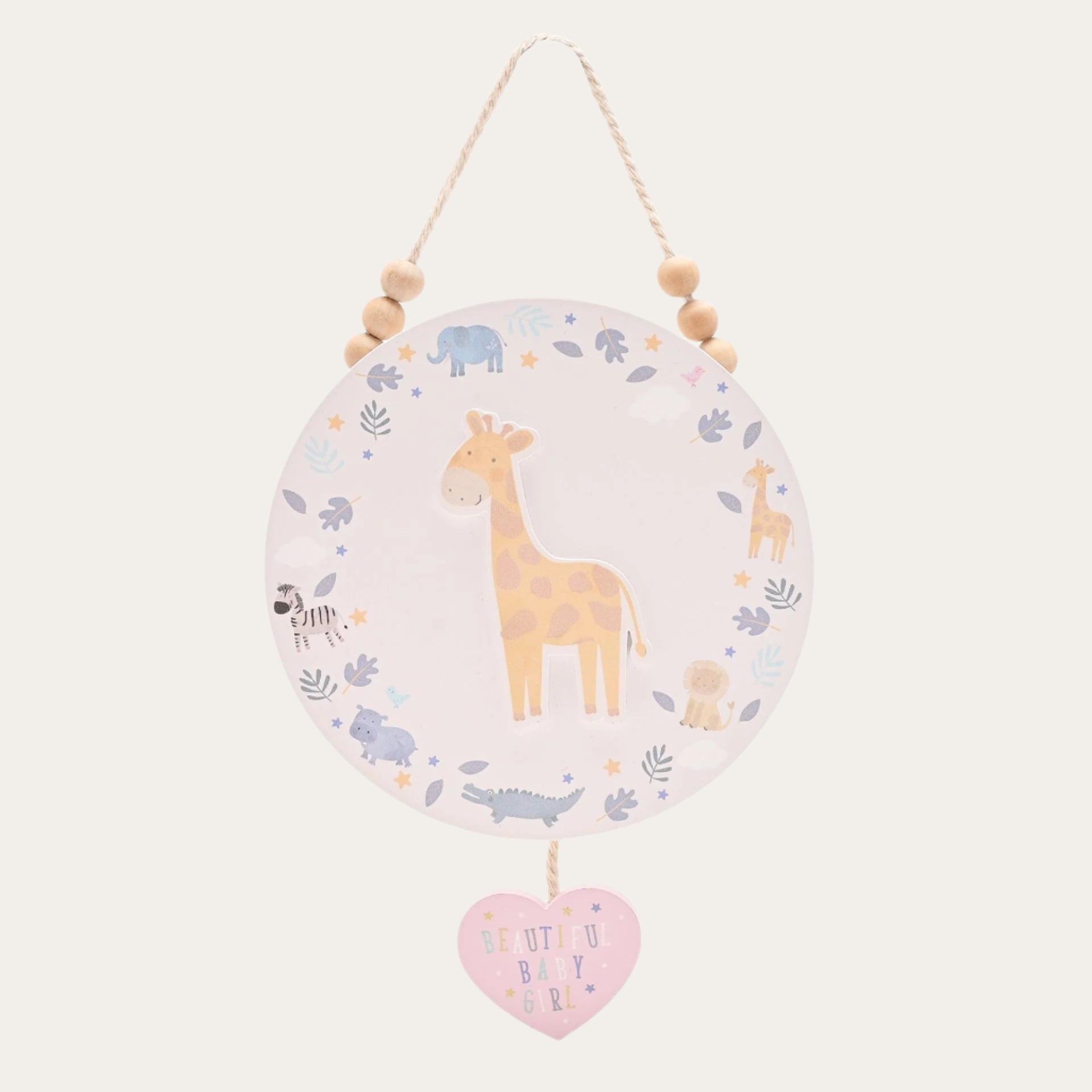 Pink Giraffes Round Plaque for baby’s nursery