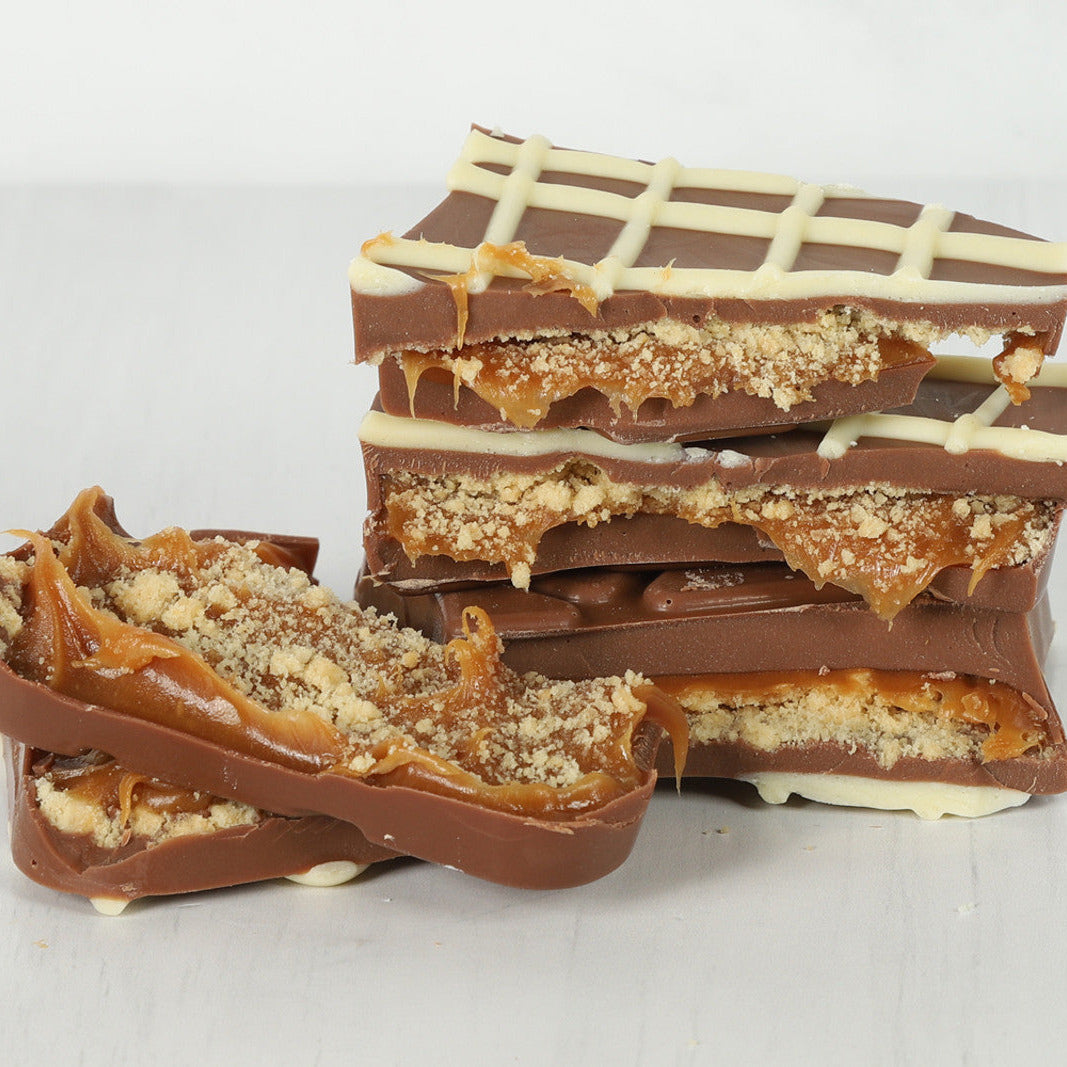 Handmade Millionaire’s Shortbread Chocolate Slab – Belgian Milk Chocolate