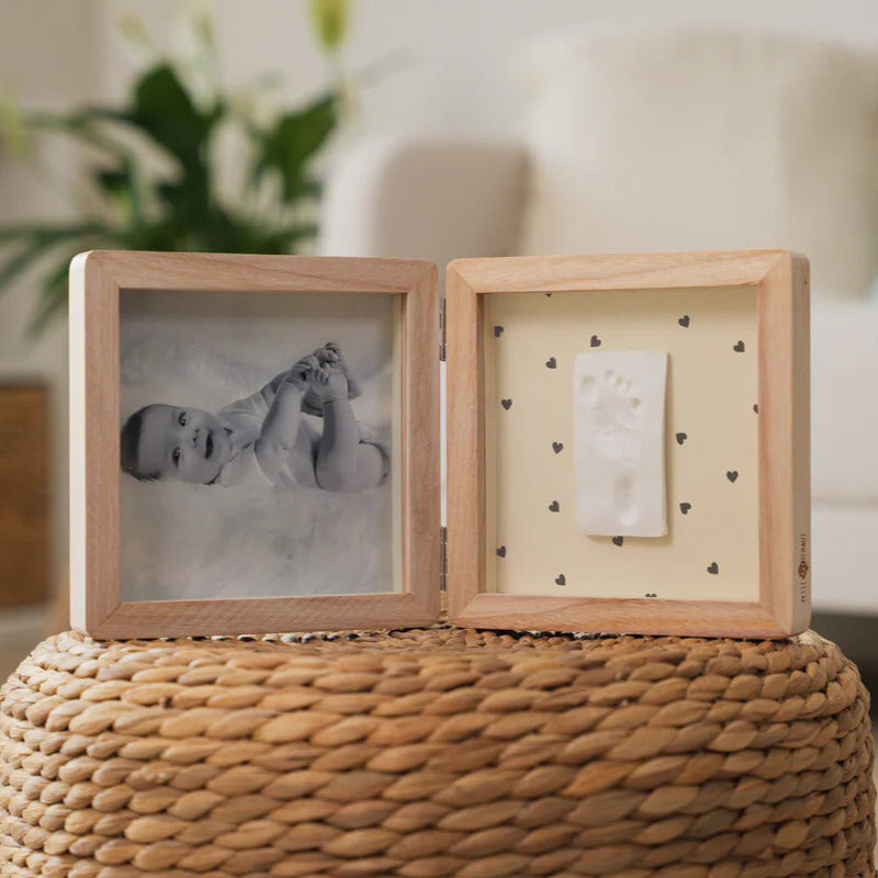 Double Frame Pretty Hearts | Baby Photo & Imprint Keepsake Photo Frame.