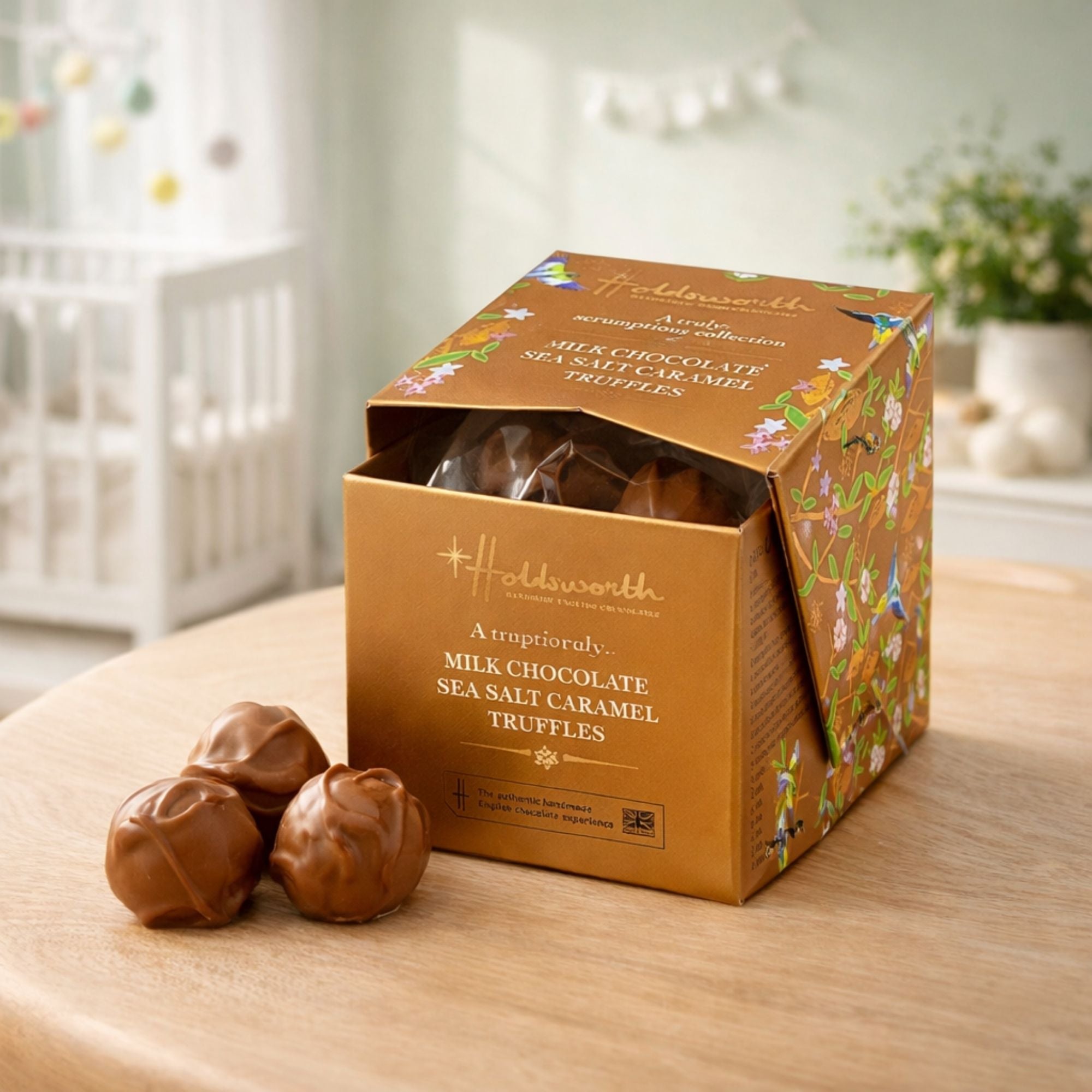 Handmade Box of Milk Chocolate Sea Salt Caramel Truffles by Holdsworth Chocolates